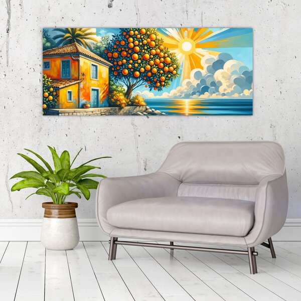 Tablou - Casă cu portocale I. (120x50 cm)