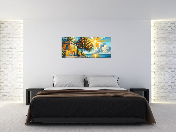 Tablou - Casă cu portocale I. (120x50 cm)