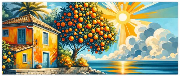 Tablou - Casă cu portocale I. (120x50 cm)