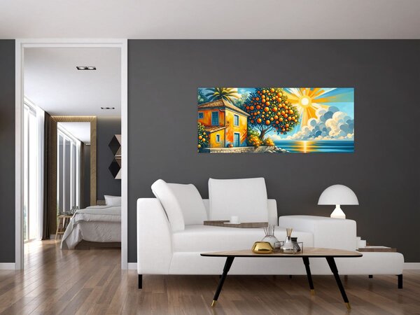 Tablou - Casă cu portocale I. (120x50 cm)