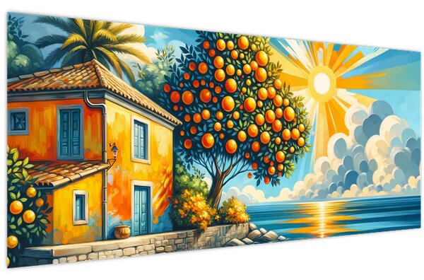 Tablou - Casă cu portocale I. (120x50 cm)