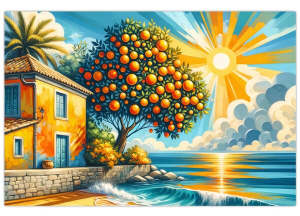 Tablou - Casă cu portocale I. (90x60 cm)