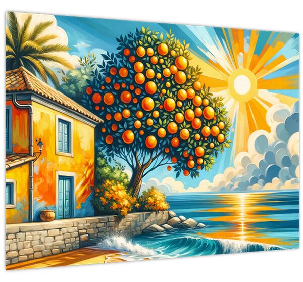 Tablou - Casă cu portocale I. (70x50 cm)