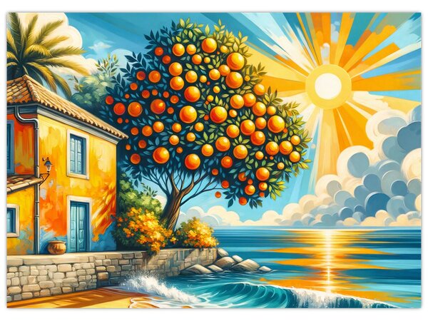 Tablou - Casă cu portocale I. (70x50 cm)