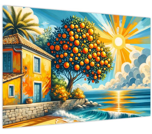 Tablou - Casă cu portocale I. (90x60 cm)