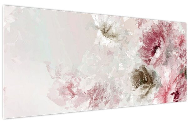 Tablou - Pictura flori roz (120x50 cm)