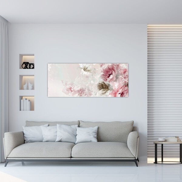 Tablou - Pictura flori roz (120x50 cm)