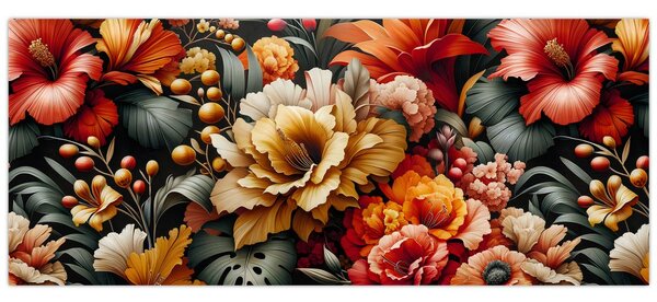Tablou - Flori portocalii și roșii (120x50 cm)