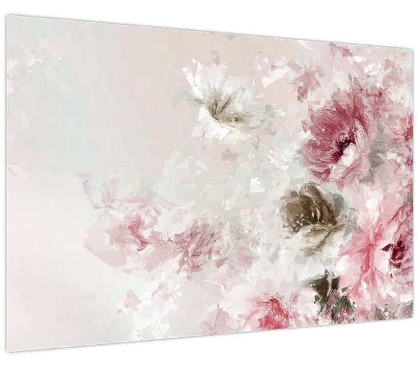 Tablou - Pictura flori roz (90x60 cm)