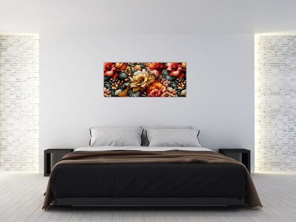 Tablou - Flori portocalii și roșii (120x50 cm)