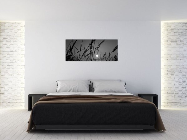Tablou - Pajiște cu apus de soare (120x50 cm)