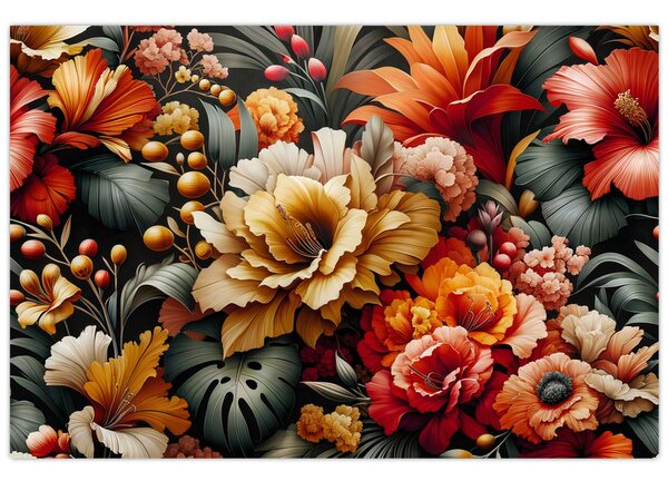 Tablou - Flori portocalii și roșii (90x60 cm)