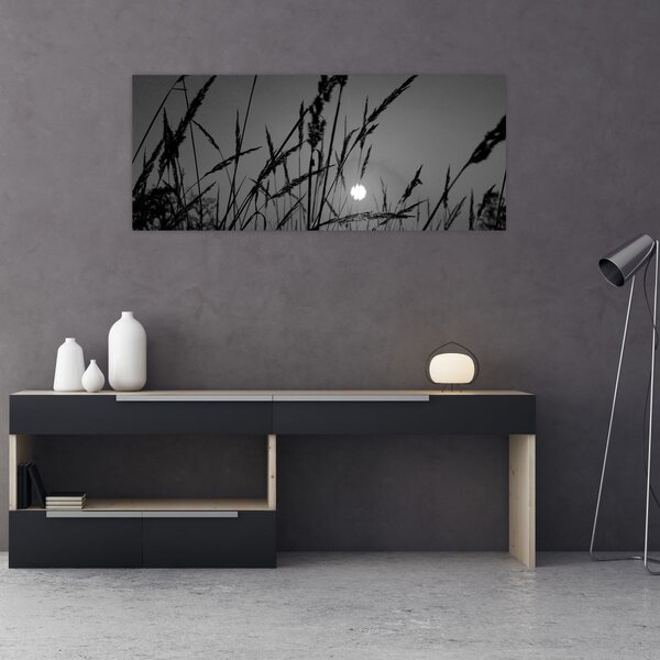 Tablou - Pajiște cu apus de soare (120x50 cm)