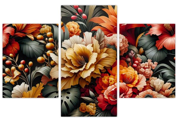 Tablou - Flori portocalii și roșii (90x60 cm)