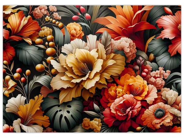 Tablou - Flori portocalii și roșii (70x50 cm)