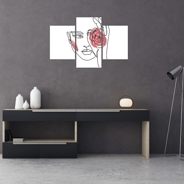 Tablou - Linie de artă față cu trandafir (90x60 cm)