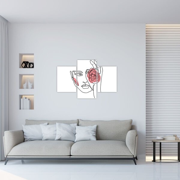 Tablou - Linie de artă față cu trandafir (90x60 cm)