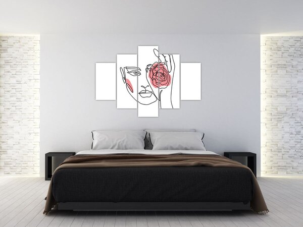 Tablou - Linie de artă față cu trandafir (150x105 cm)