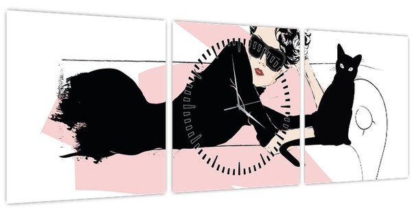 Tablou - Doamnă de modă (cu ceas) (90x30 cm)