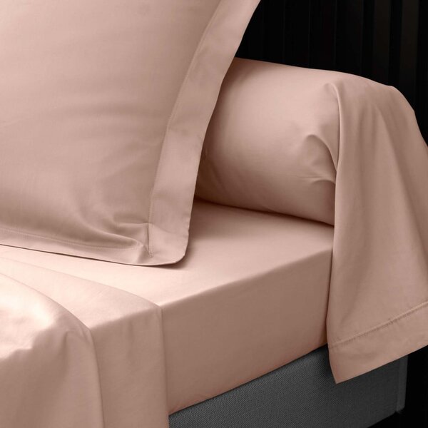 Cearceaf roz din bumbac percal cu elastic 180x200 cm Percaline – douceur d'intérieur