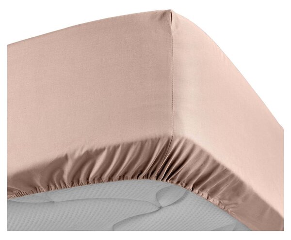 Cearceaf roz din bumbac percal cu elastic 180x200 cm Percaline – douceur d'intérieur