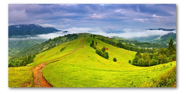 Tablou Printat Pe Sticlă Dealuri verzi