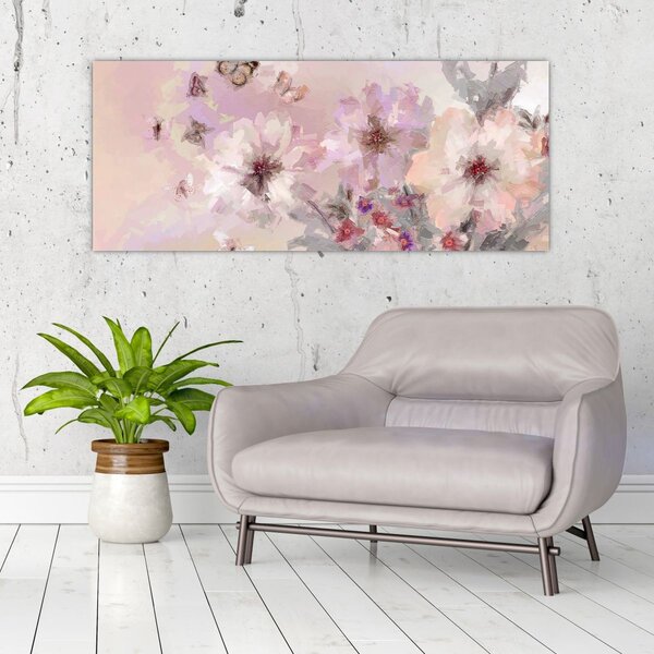 Tablou - Colaj de artă cu fluturi (120x50 cm)