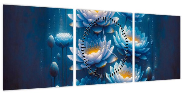 Tablou - Nuferi sub apă (cu ceas) (90x30 cm)