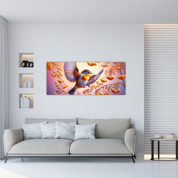 Tablou - Pasăre cu scoruș (120x50 cm)