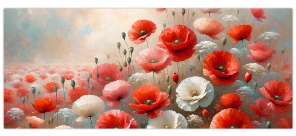 Tablou - Pictură cu maci (120x50 cm)