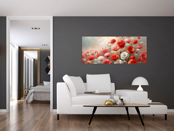 Tablou - Pictură cu maci (120x50 cm)