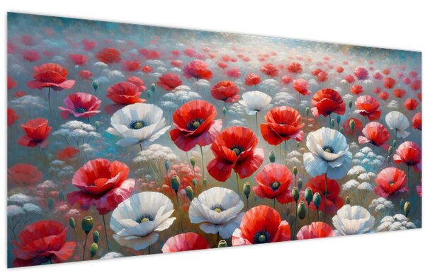 Tablou - Câmp de maci (120x50 cm)