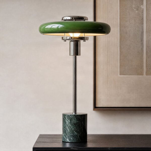 Lindby Lampă de masă Branford, retro, verde, metal/marmură, Verde, Camera de zi / sufragerie, Metal, Vintage