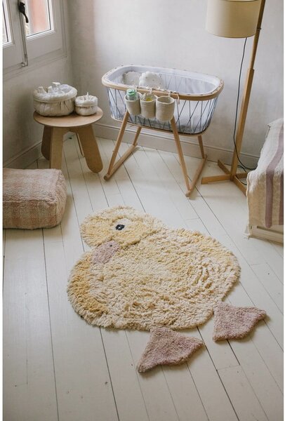 Covor pentru copii galben lavabil/țesut manual din bumbac 95x120 cm Ducky – Lorena Canals