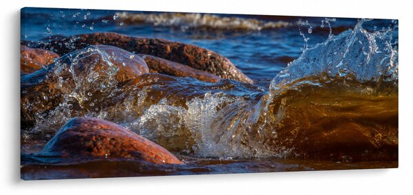 Tablou detailat - apa între pietre (120x50 cm)
