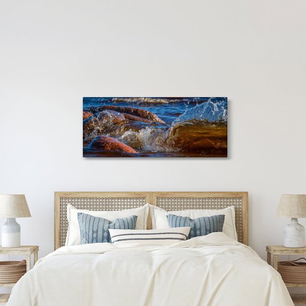 Tablou detailat - apa între pietre (120x50 cm)