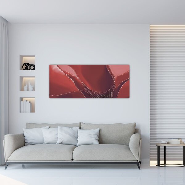 Tablou - Floare abstractă roșie N⁰2 (120x50 cm)