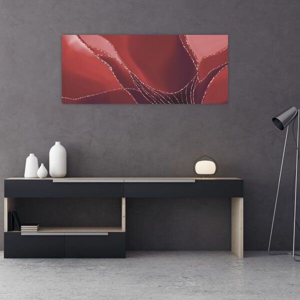 Tablou - Floare abstractă roșie N⁰2 (120x50 cm)