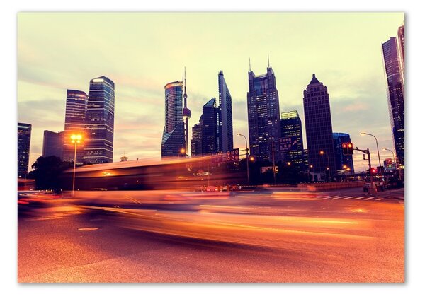 Tablou din Sticlă Shanghai pe timp de noapte