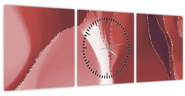 Tablou - Floare abstractă roșie N⁰3 (cu ceas) (90x30 cm)