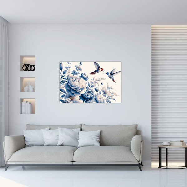 Tablou - Colibri deasupra florii (90x60 cm)