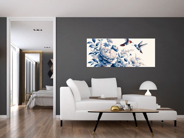 Tablou - Colibri deasupra florii (120x50 cm)