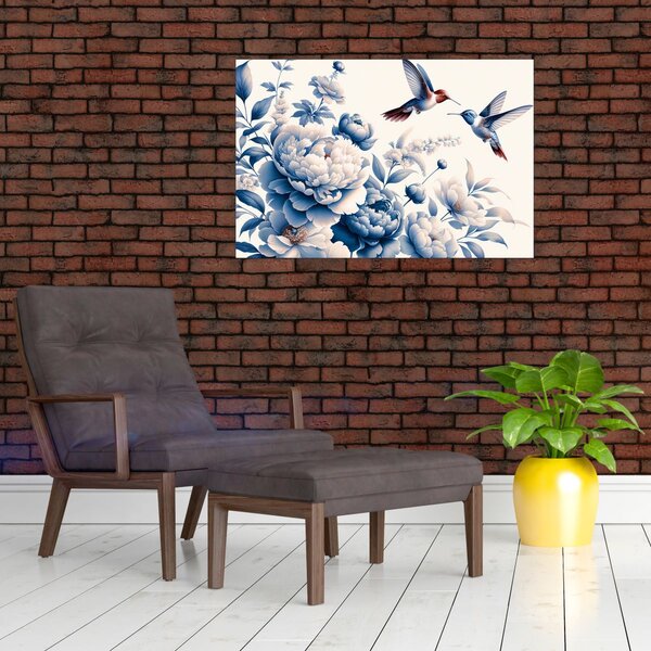 Tablou - Colibri deasupra florii (90x60 cm)