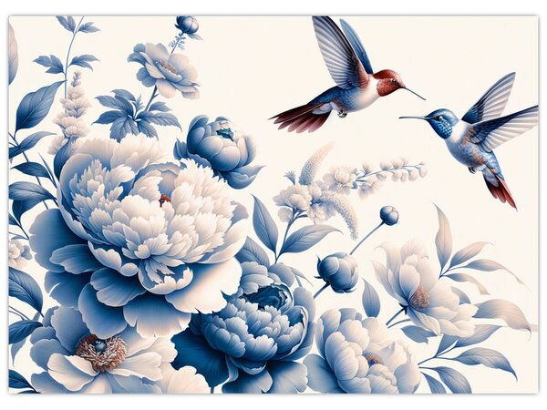 Tablou - Colibri deasupra florii (70x50 cm)