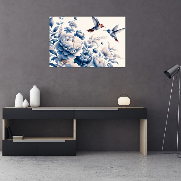 Tablou - Colibri deasupra florii (90x60 cm)