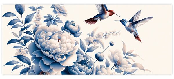 Tablou - Colibri deasupra florii (120x50 cm)
