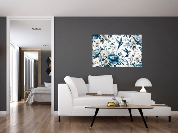 Tablou - Colibri cu flori (90x60 cm)