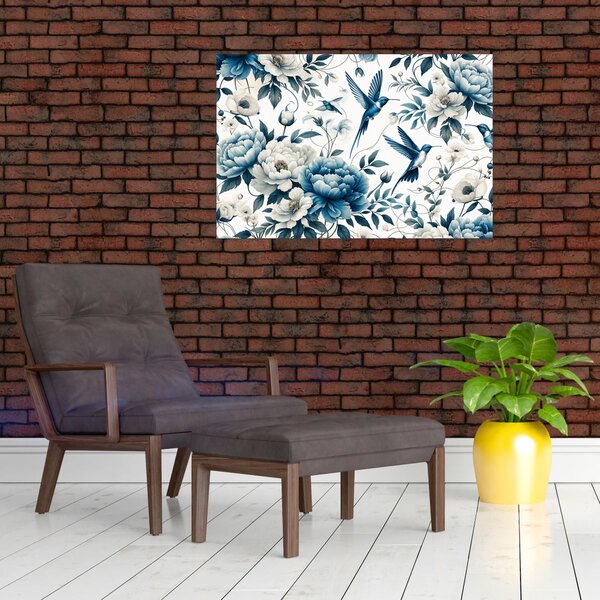 Tablou - Colibri cu flori (90x60 cm)