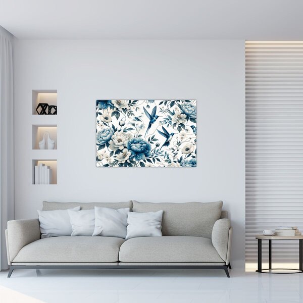 Tablou - Colibri cu flori (90x60 cm)
