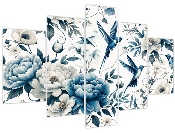 Tablou - Colibri cu flori (150x105 cm)